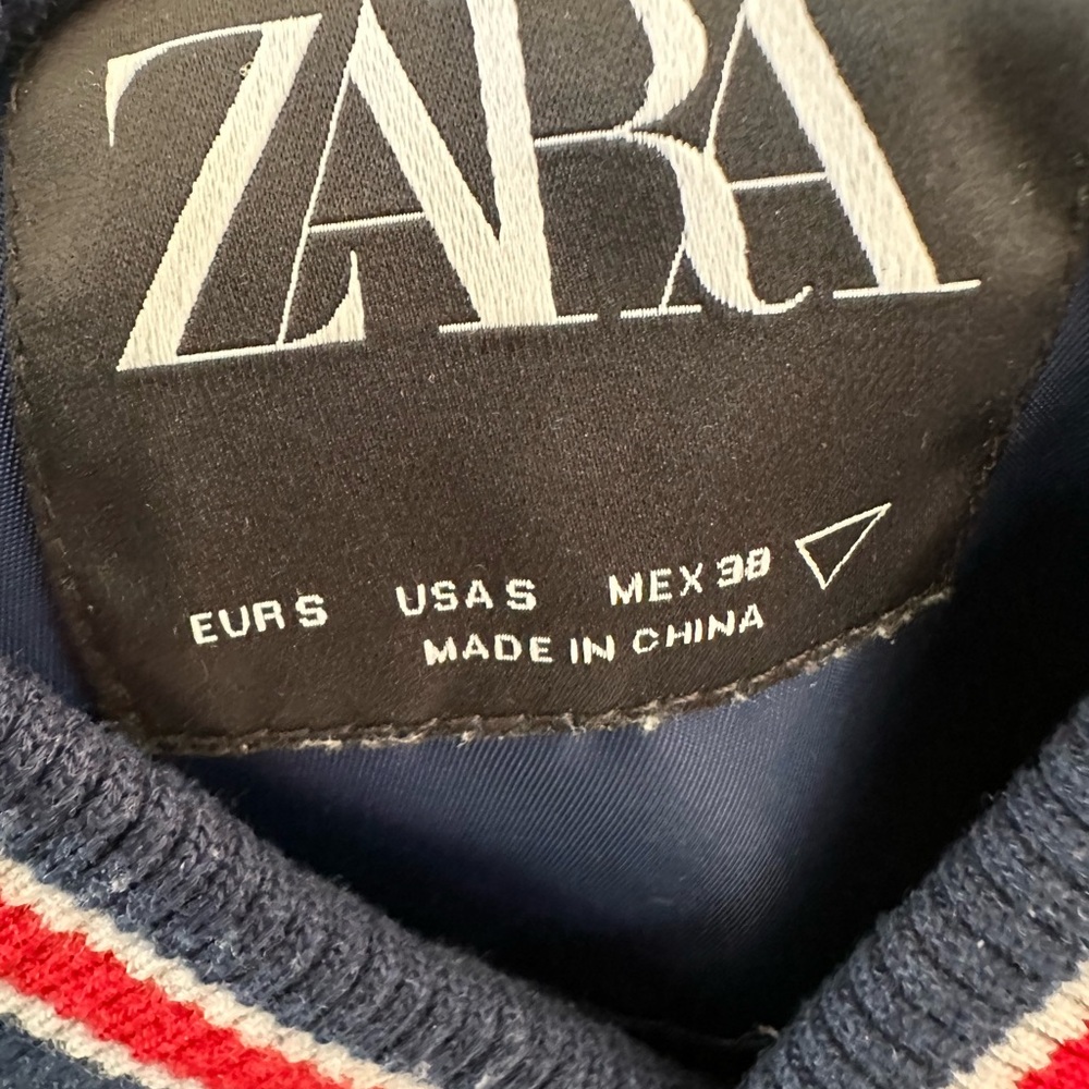Zara Navy and White Varsity Jacket - Picture 5 of 7